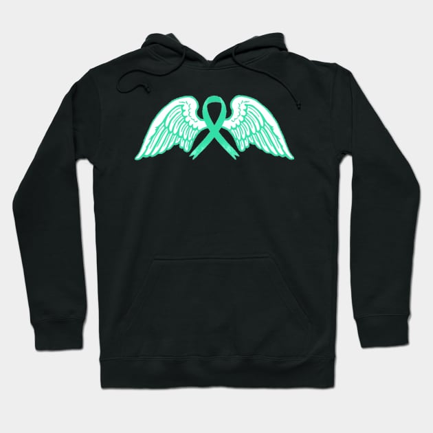 Teal Awareness Ribbon with Angel Wings Hoodie by CaitlynConnor